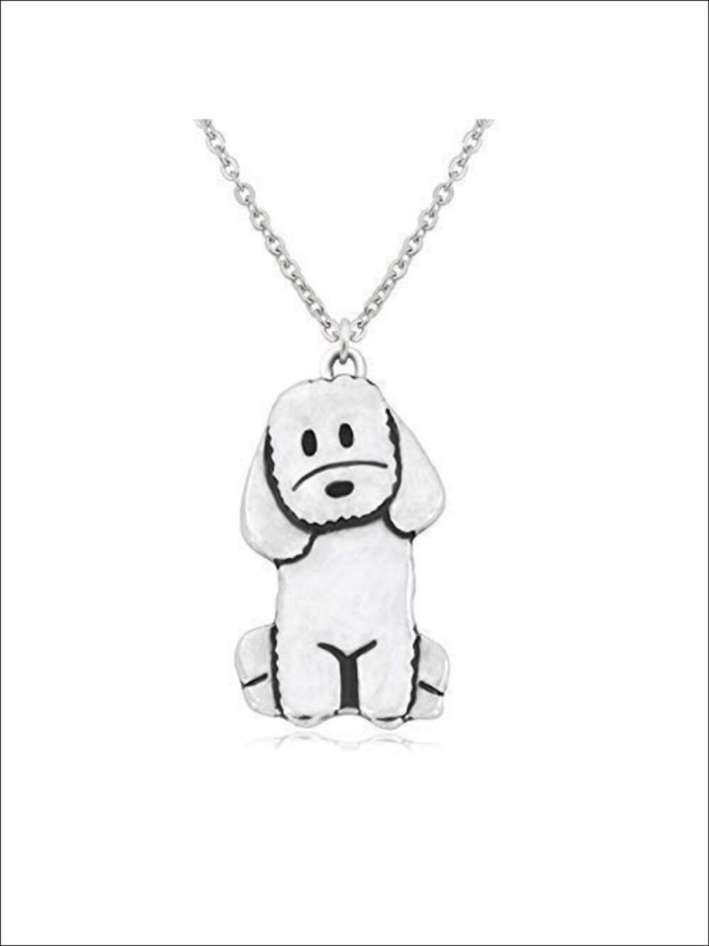 Stainless Steel Dog Charm Necklace 20" Cable Chain Heart Pendant